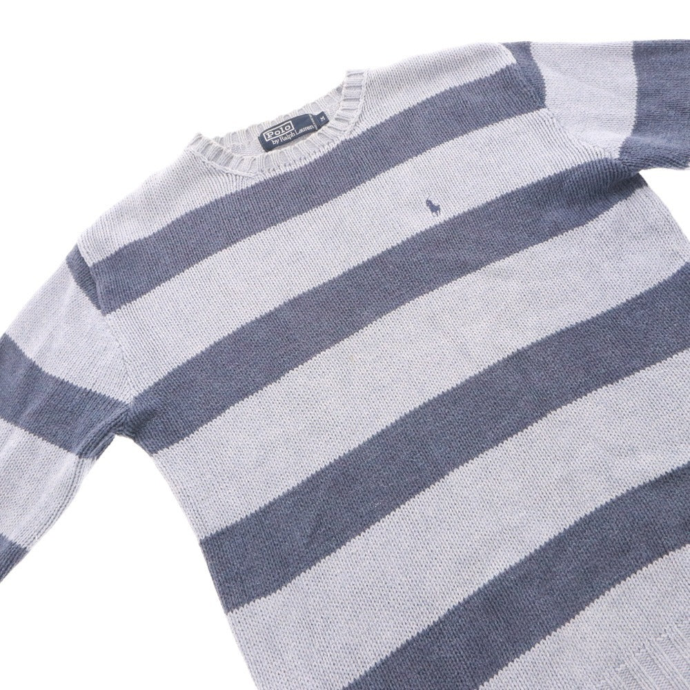 ■ POLO RALPH LAUREN Polo Ralph Lauren Sweater Top Long Sleeve Crew Neck Border Men's M Navy Light Blue