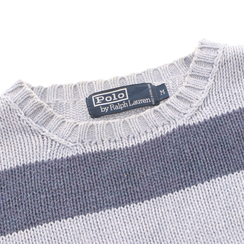■ POLO RALPH LAUREN Polo Ralph Lauren Sweater Top Long Sleeve Crew Neck Border Men's M Navy Light Blue