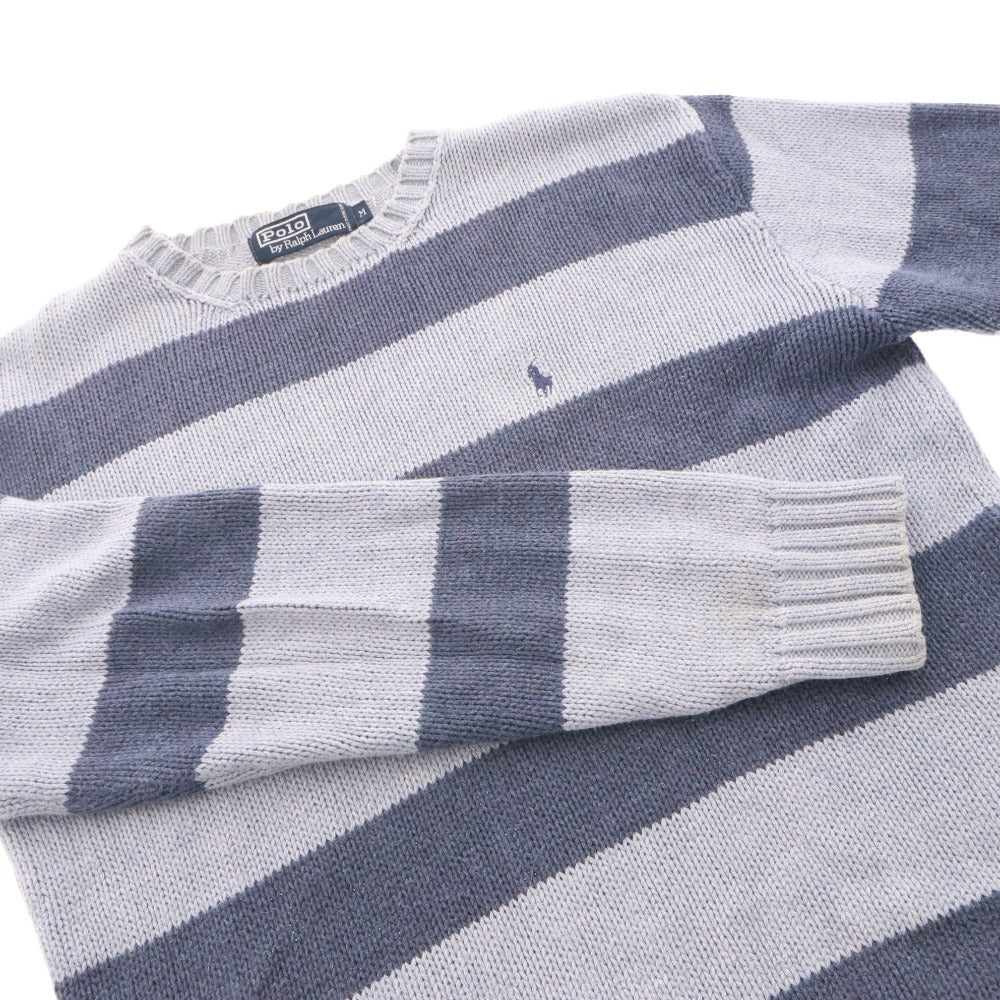 ■ POLO RALPH LAUREN Polo Ralph Lauren Sweater Top Long Sleeve Crew Neck Border Men's M Navy Light Blue
