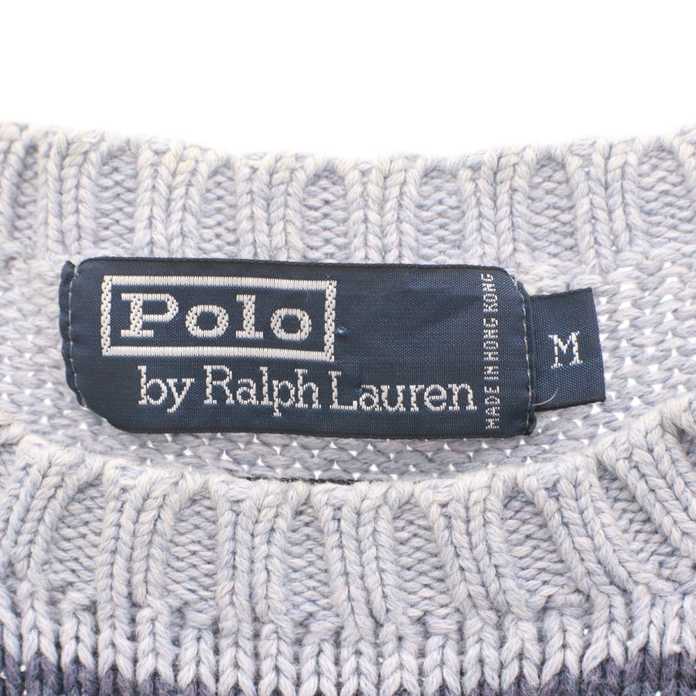 ■ POLO RALPH LAUREN Polo Ralph Lauren Sweater Top Long Sleeve Crew Neck Border Men's M Navy Light Blue