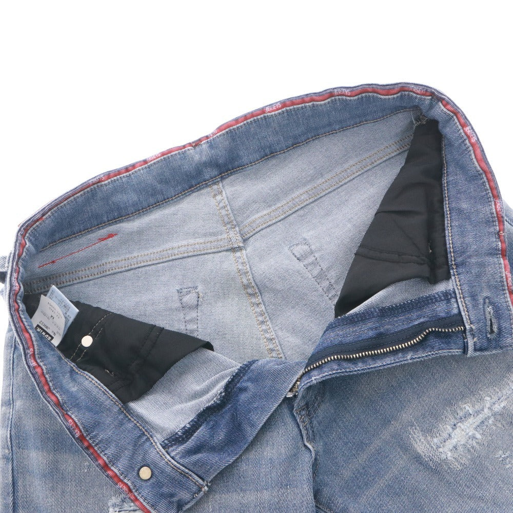 ■ EDWIN エドウィン ジーンズ パンツ ボトムス ジャージーズ JMH32-266 ファスナー ダメージ加工 メンズ M ネイビー系 タグ付き 未使用