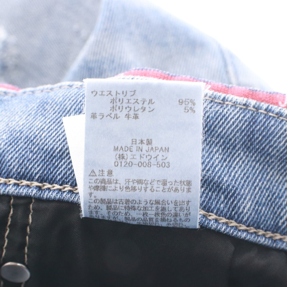■ EDWIN エドウィン ジーンズ パンツ ボトムス ジャージーズ JMH32-266 ファスナー ダメージ加工 メンズ M ネイビー系 タグ付き 未使用