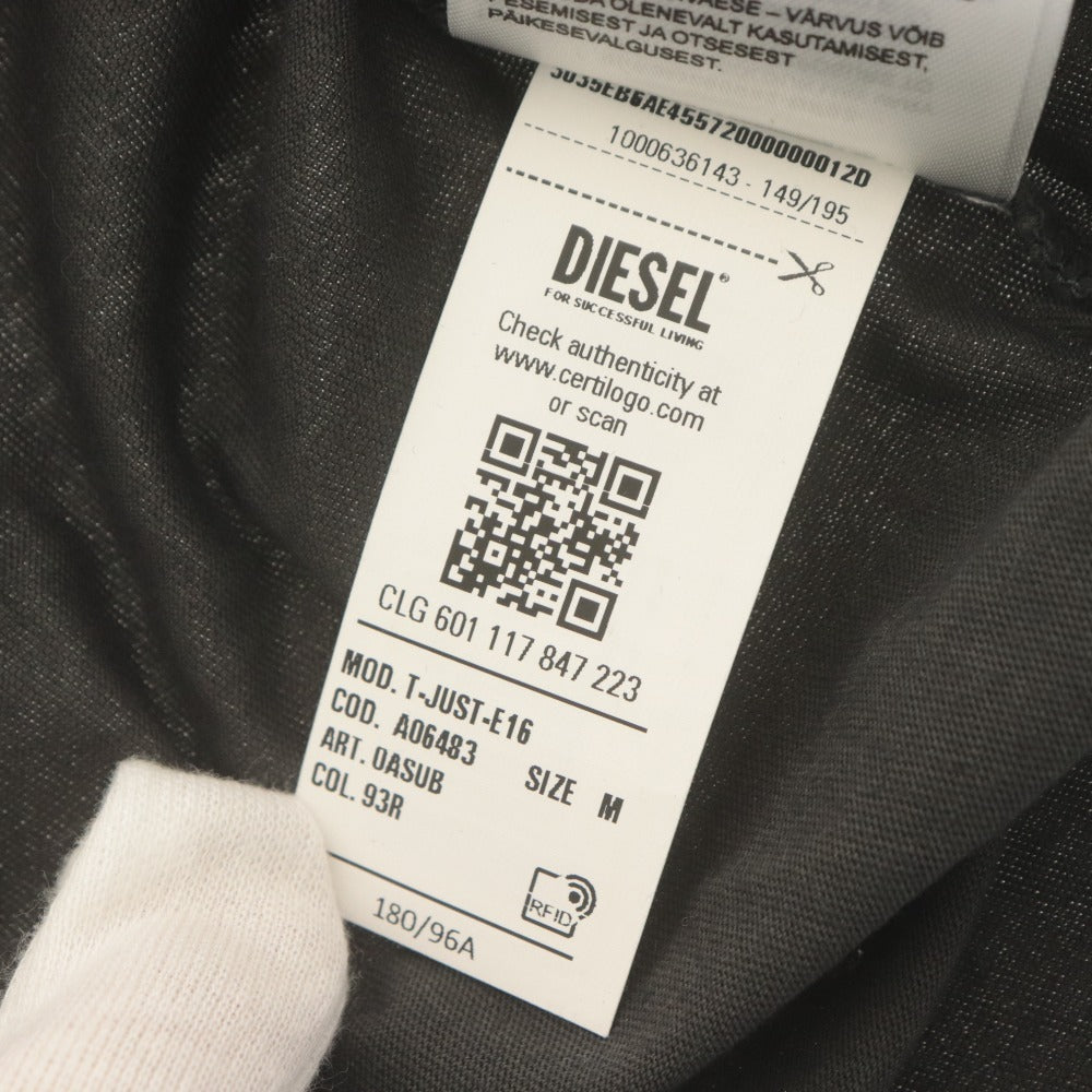 ■ DIESEL ディーゼル Tシャツ 半袖 トップス ロゴ プリント コットン メンズ M ダークグレー タグ付き 未使用