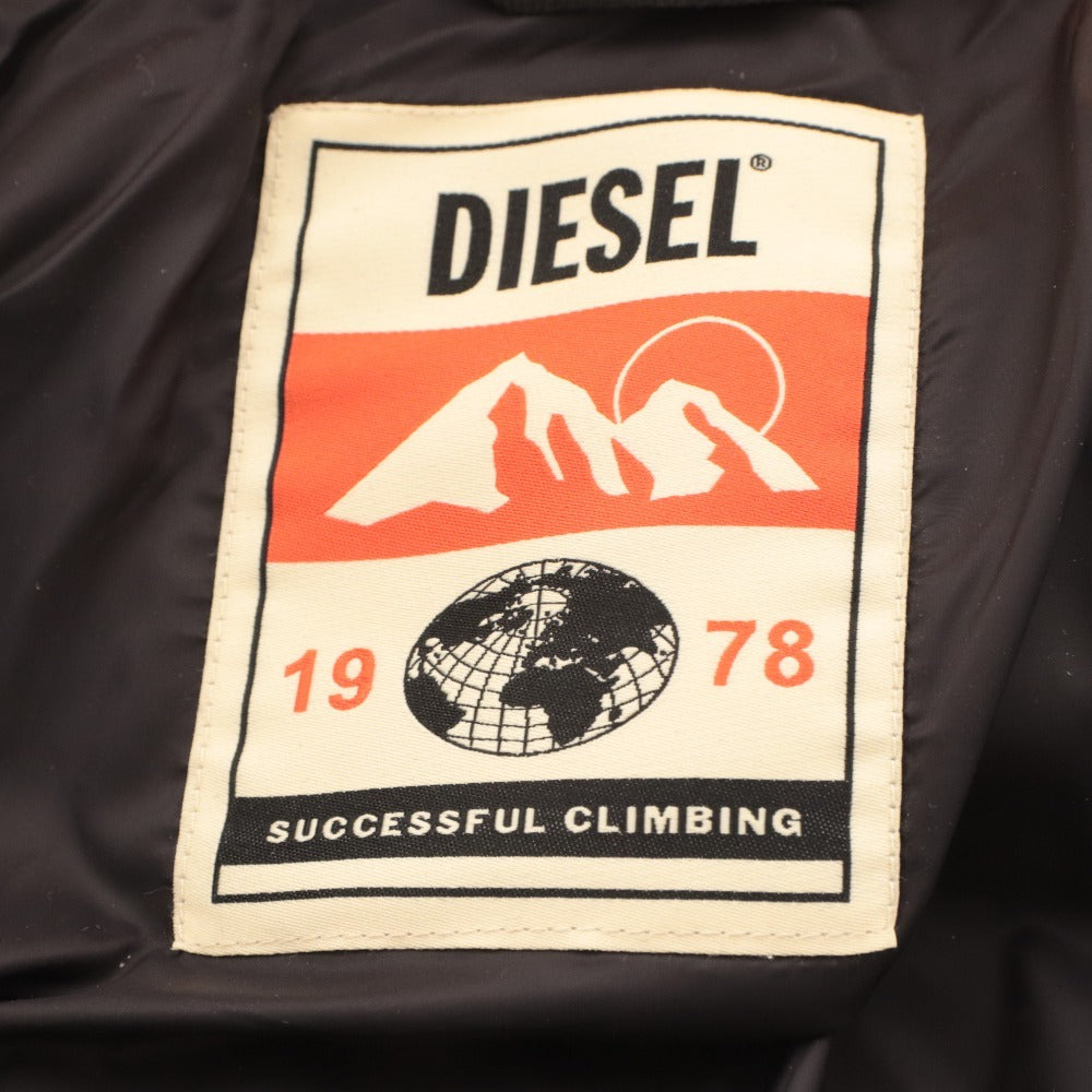 ■ DIESEL Puffer Jacket Outerwear Down Zipper Pocket Hood Men's M Orange Black