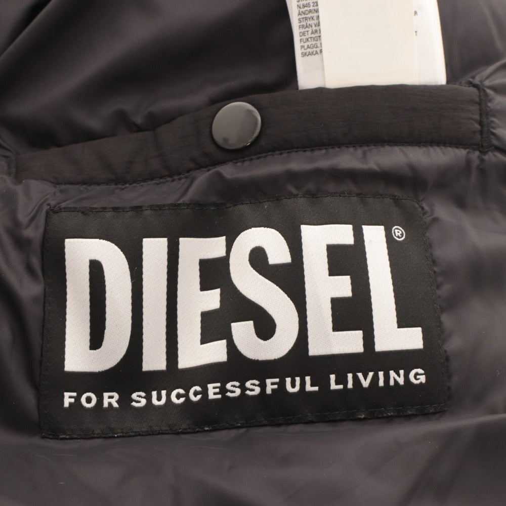 ■ DIESEL Puffer Jacket Outerwear Down Zipper Pocket Hood Men's M Orange Black