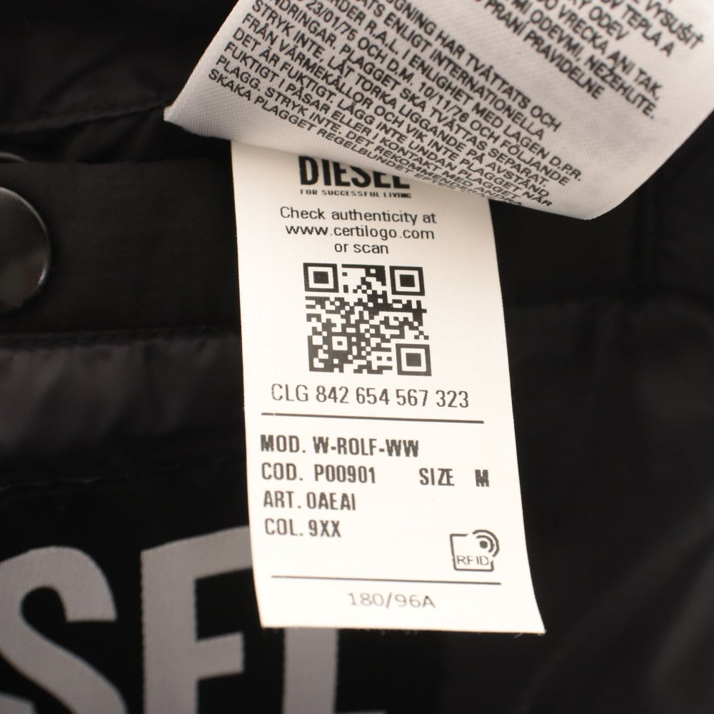 ■ DIESEL Puffer Jacket Outerwear Down Zipper Pocket Hood Men's M Orange Black
