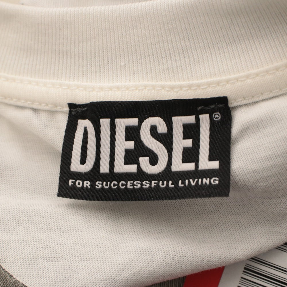 ■ DIESEL T-Shirt Top Crew Neck Long Sleeve All-Over Print Logo Men's S Gray Tagged Unused