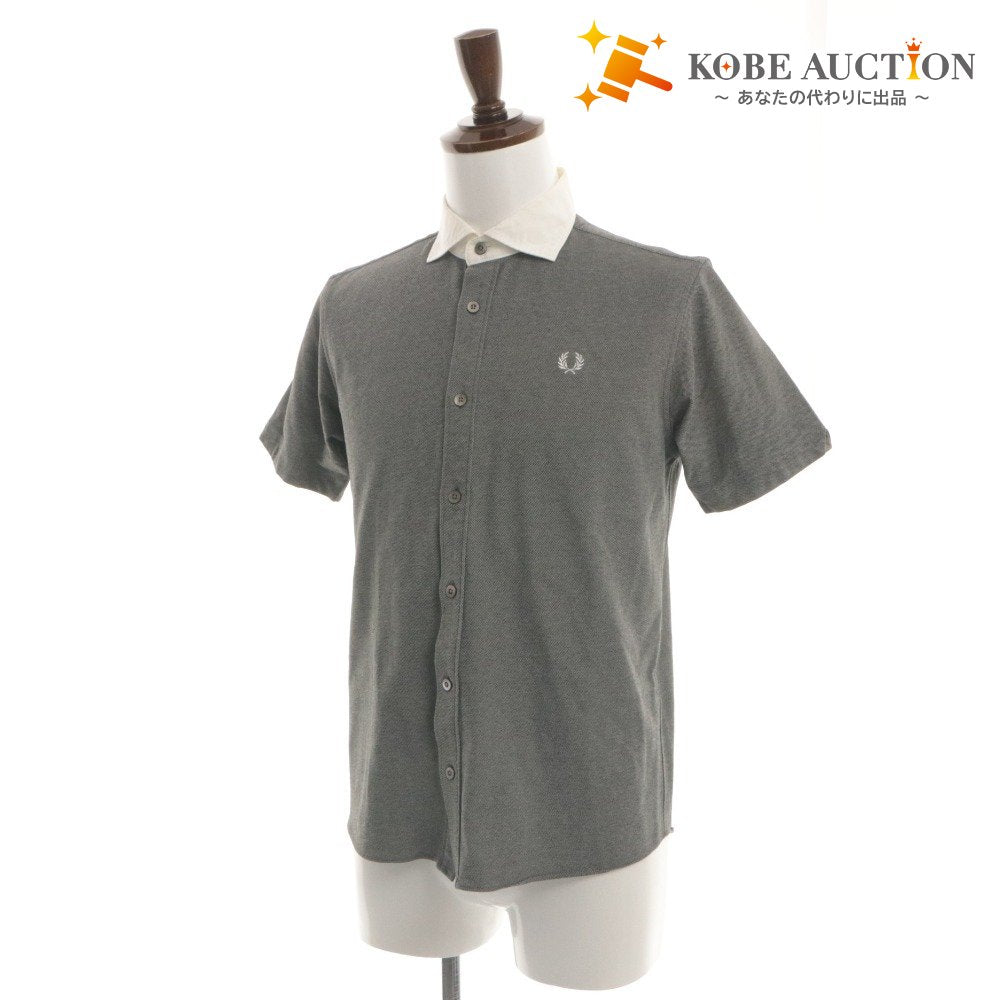 ■ FRED PERRY × BEAMS フラッドペリー ビームス シャツ トップス 襟 半袖 ボタン ワンポイント メンズ M グレー系