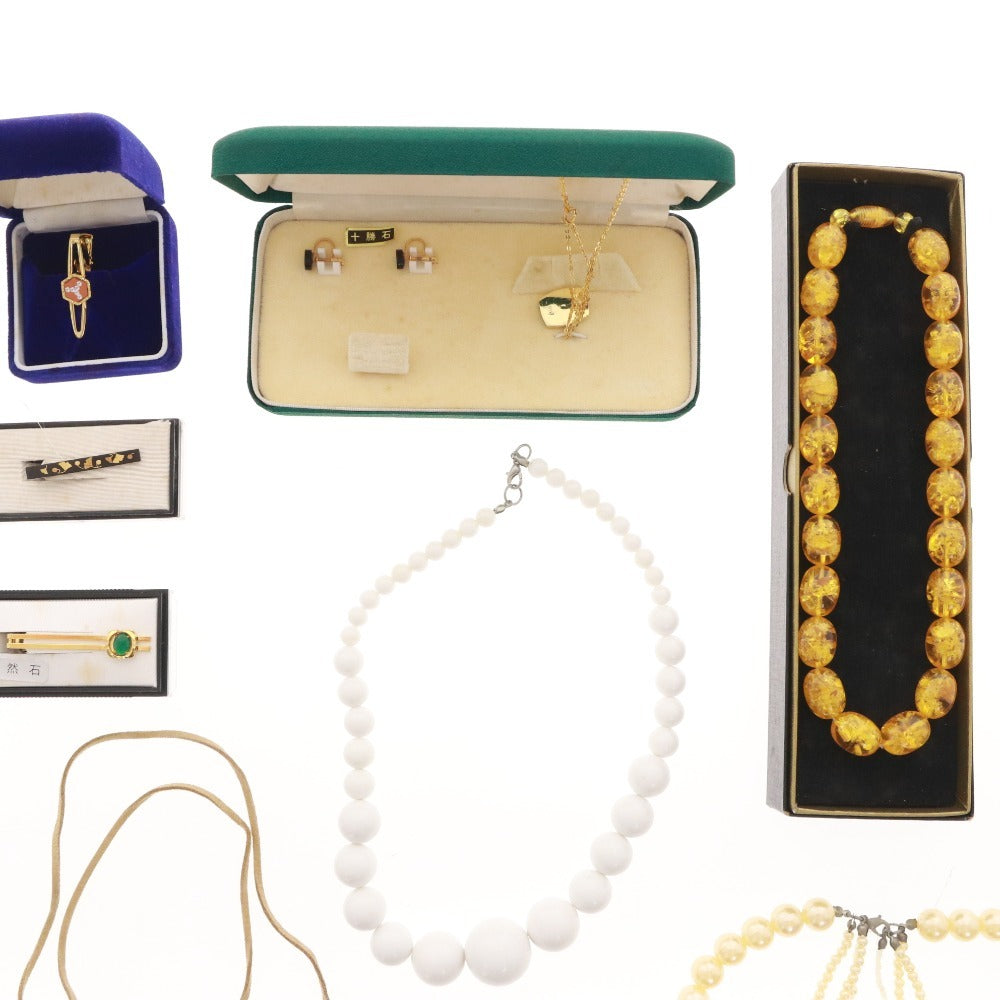 ■ アクセサリー 27点セット まとめ売り ネックレス ブローチ イヤリング ピアス カフス ネクタイピン 等 箱付き含む