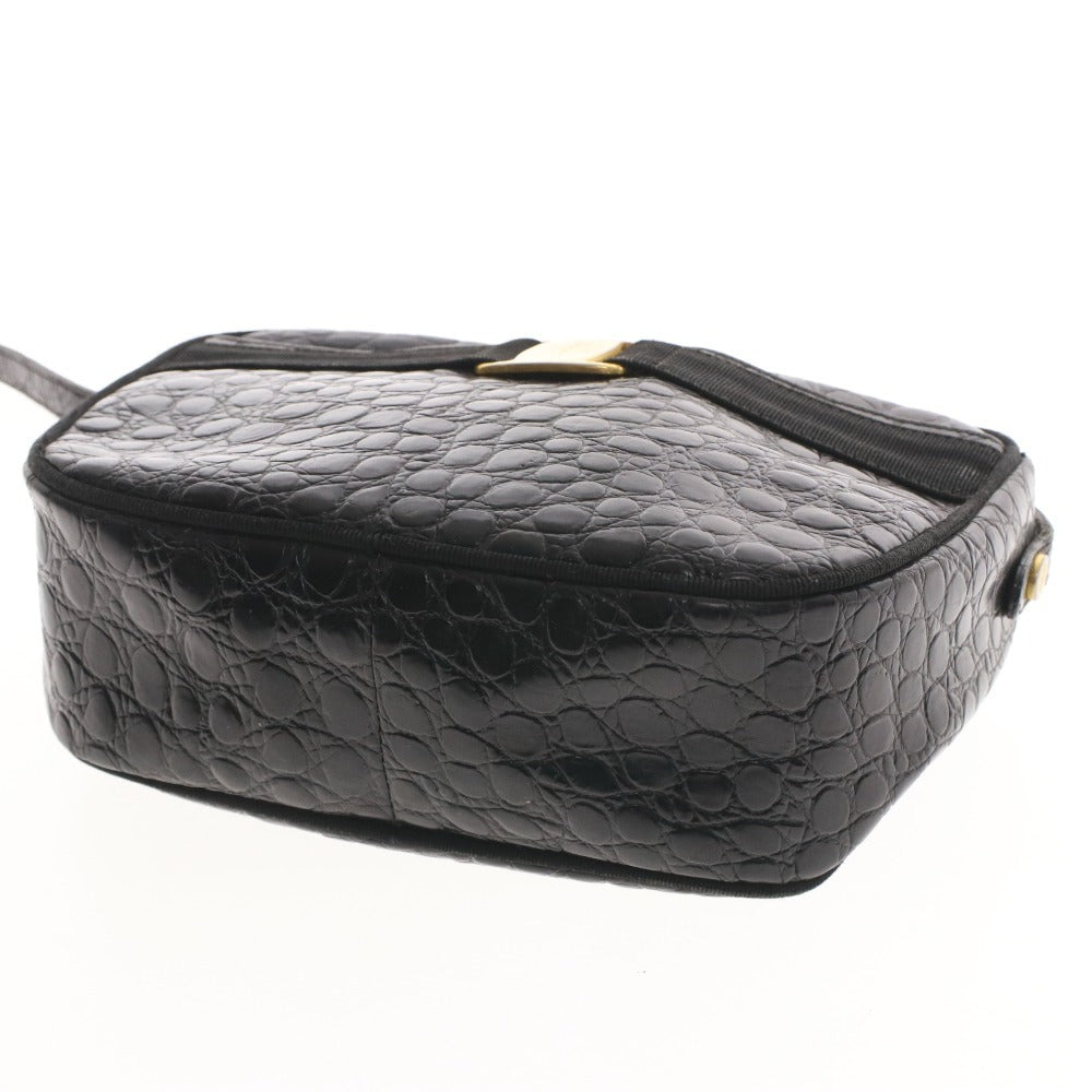 ■ Salvatore Ferragamo フェラガモ ショルダーバッグ 鞄 ファスナー ポケット ゴールド金具 レディース ブラック