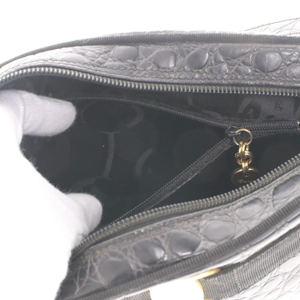 ■ Salvatore Ferragamo フェラガモ ショルダーバッグ 鞄 ファスナー ポケット ゴールド金具 レディース ブラック