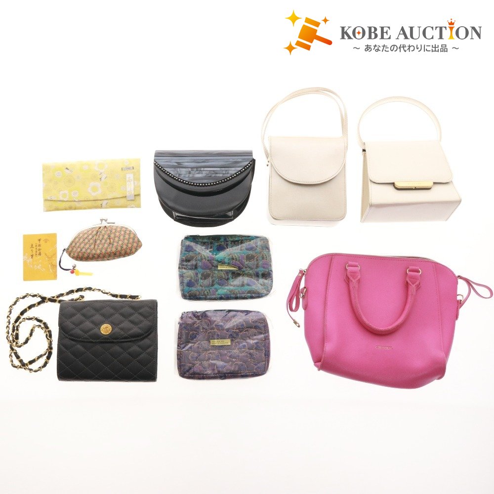 ■ 9-piece bag and wallet set (GUARTER COCO DEAL, etc.) Includes shoulder bag, handbag, clasp purse, and Nishijin-ori wallet. Includes box.