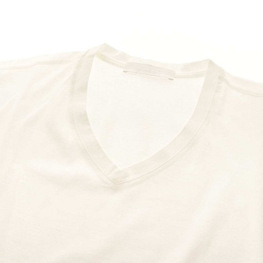 ■ Cruciani クルチアーニ Tシャツ 半袖 トップス Vネック コットン メンズ 46 ホワイト