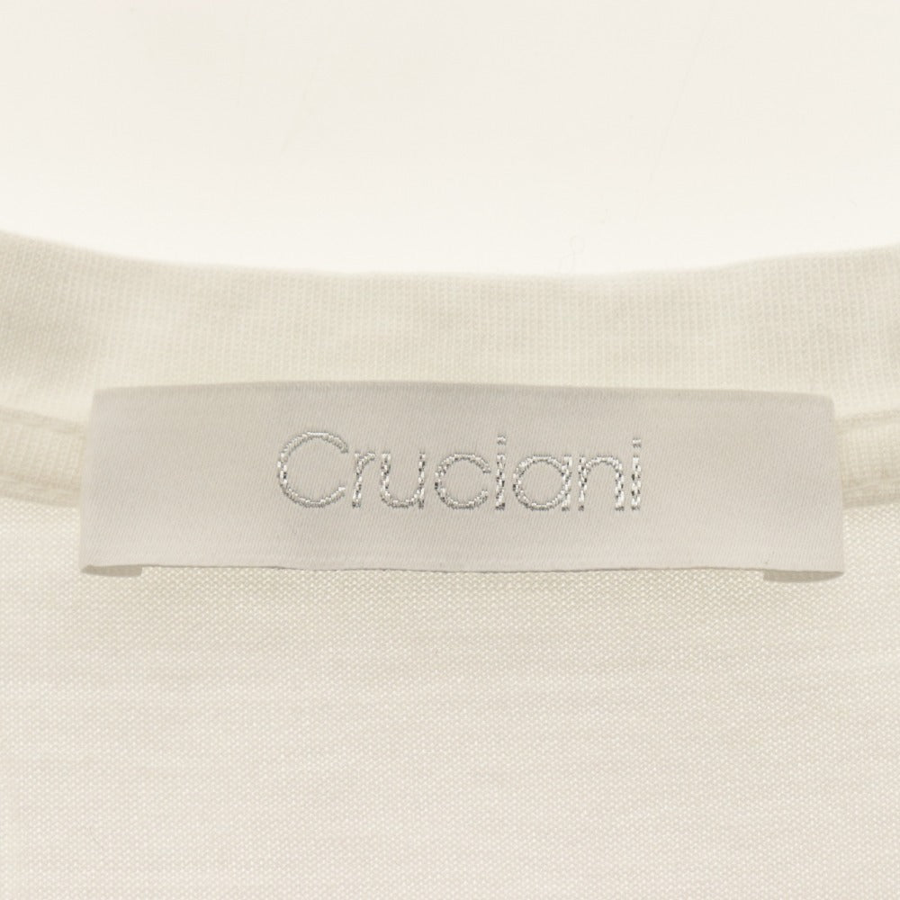 ■ Cruciani クルチアーニ Tシャツ 半袖 トップス Vネック コットン メンズ 46 ホワイト