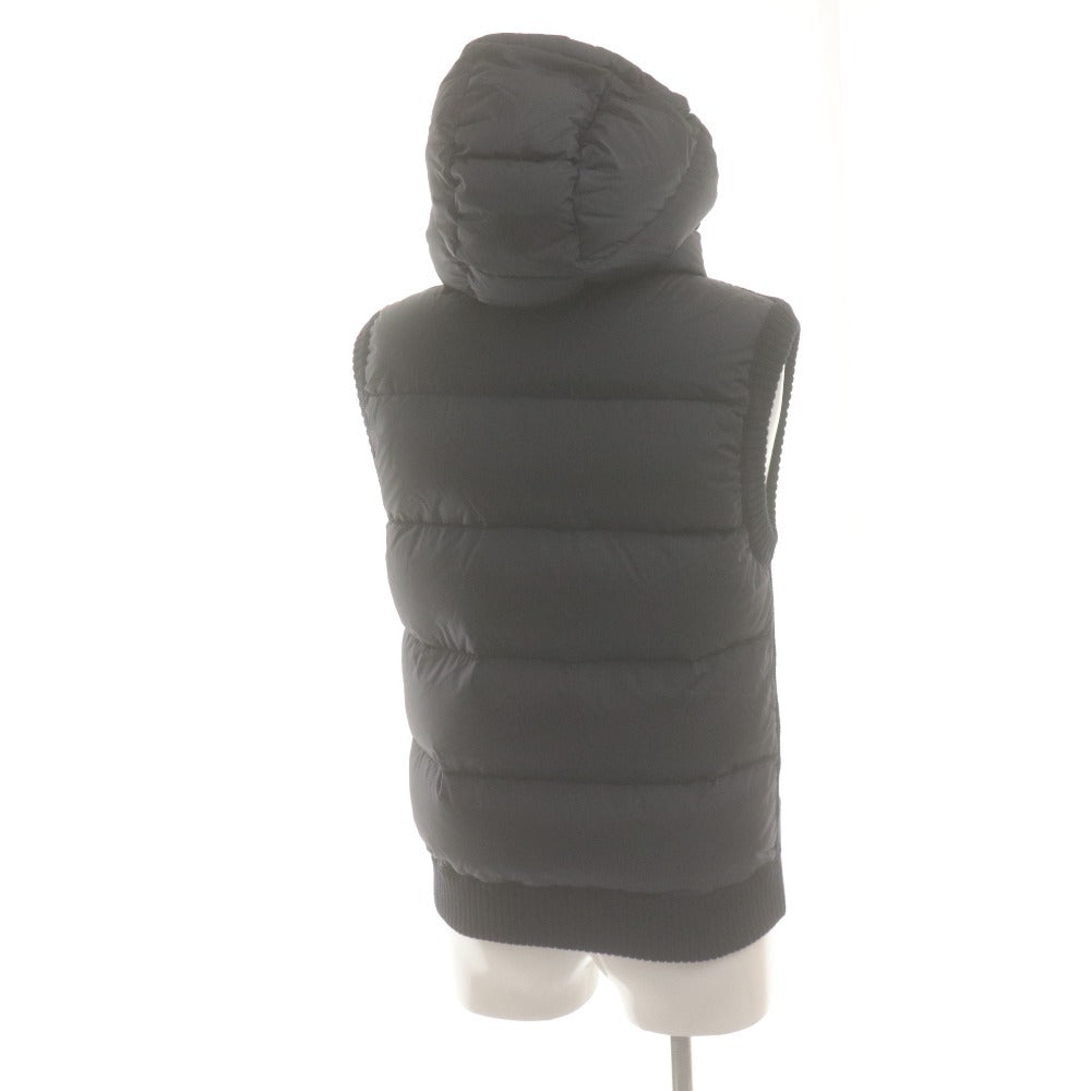 ■ MONCLER モンクレール ダウンベスト ダウンジャケット アウター ニット フード ダブルジップ ロゴ ワッペン メンズ M ネイビー