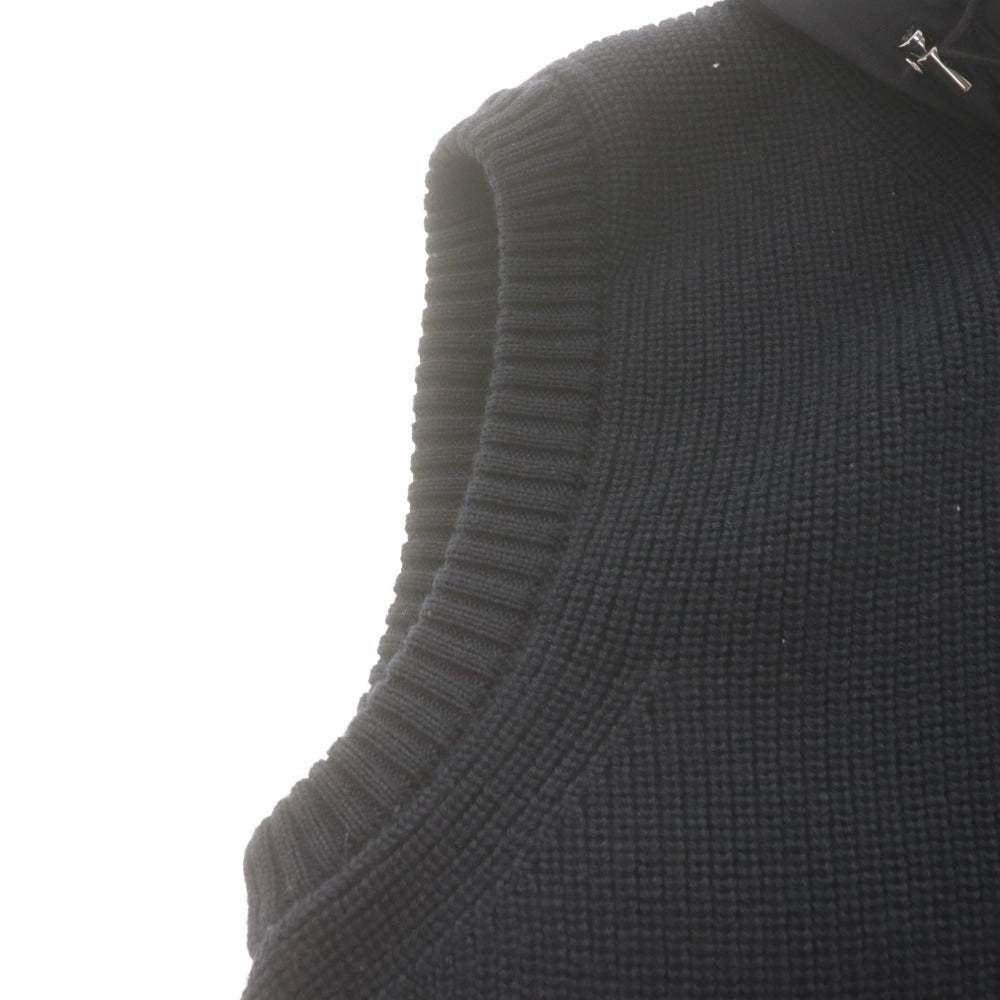 ■ MONCLER モンクレール ダウンベスト ダウンジャケット アウター ニット フード ダブルジップ ロゴ ワッペン メンズ M ネイビー