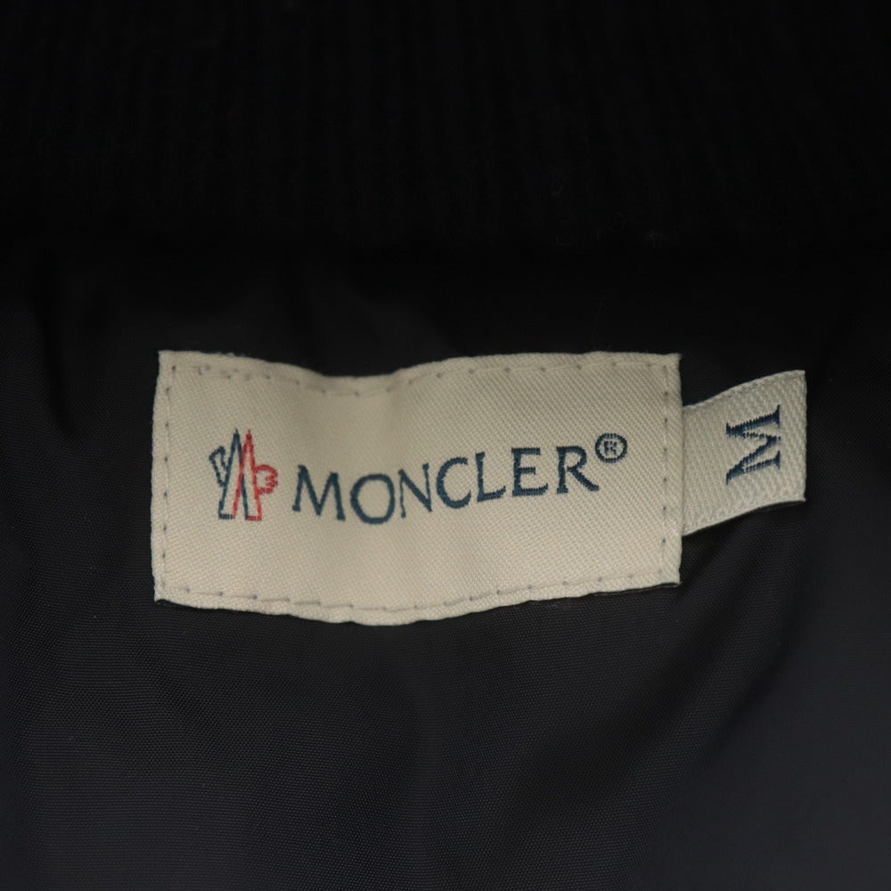 ■ MONCLER モンクレール ダウンベスト ダウンジャケット アウター ニット フード ダブルジップ ロゴ ワッペン メンズ M ネイビー