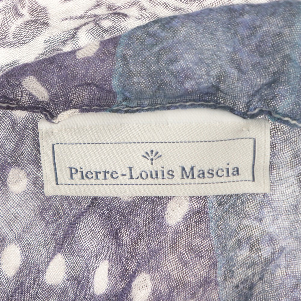 ■ Pierre-Louis Mascia ピエールルイマシア ストール スカーフ カシミヤ混 総柄 大判 パープル系