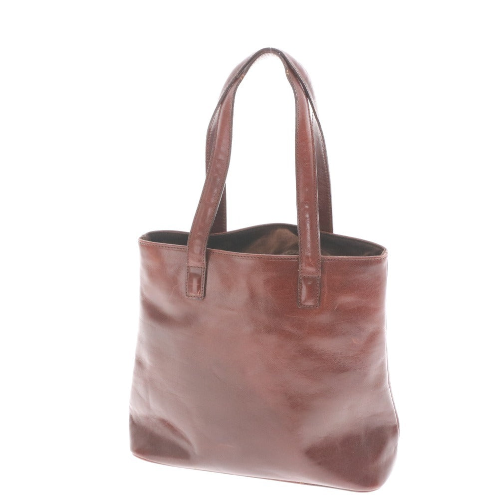 ■ HIROFU Tote Bag, Handbag, Leather, H Logo Embossed, Women's, Reddish Brown