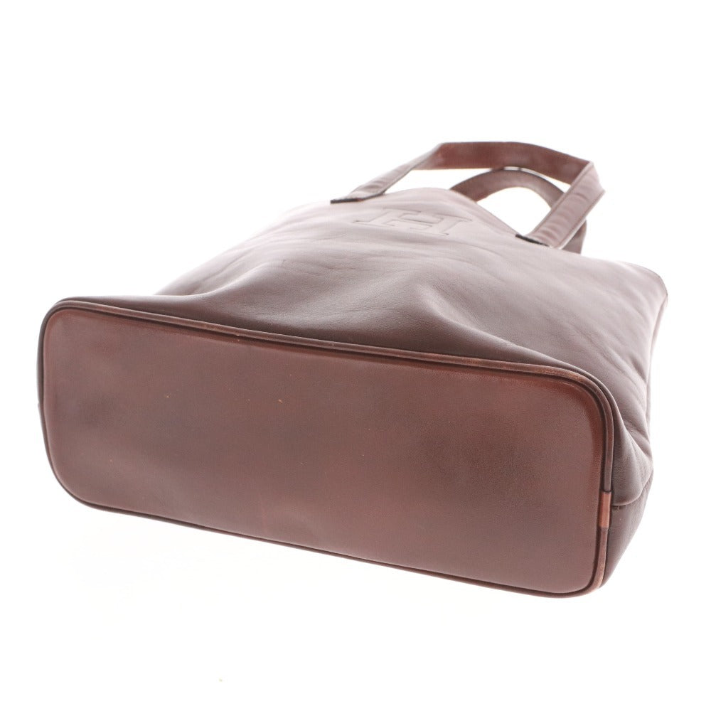 ■ HIROFU Tote Bag, Handbag, Leather, H Logo Embossed, Women's, Reddish Brown