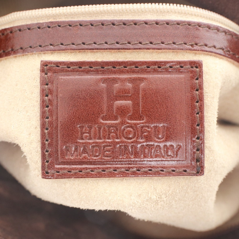 ■ HIROFU Tote Bag, Handbag, Leather, H Logo Embossed, Women's, Reddish Brown