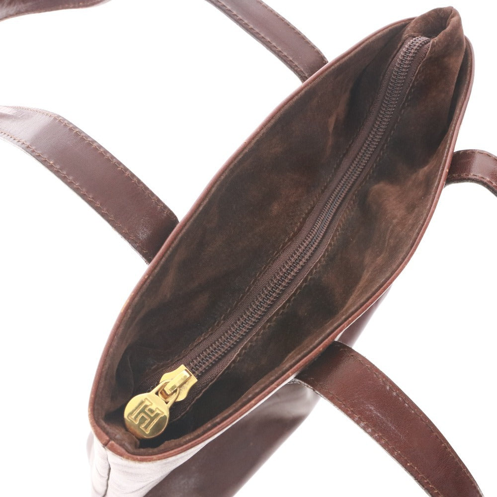 ■ HIROFU Tote Bag, Handbag, Leather, H Logo Embossed, Women's, Reddish Brown