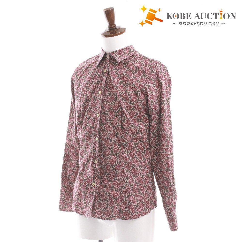 Etro shirt, all-over botanical leaf print, men's size 46 (equivalent to M), purple and burgundy.