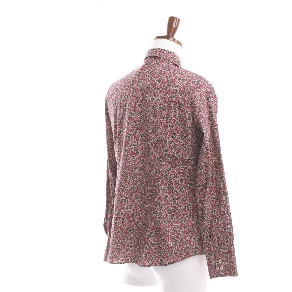 Etro shirt, all-over botanical leaf print, men's size 46 (equivalent to M), purple and burgundy.