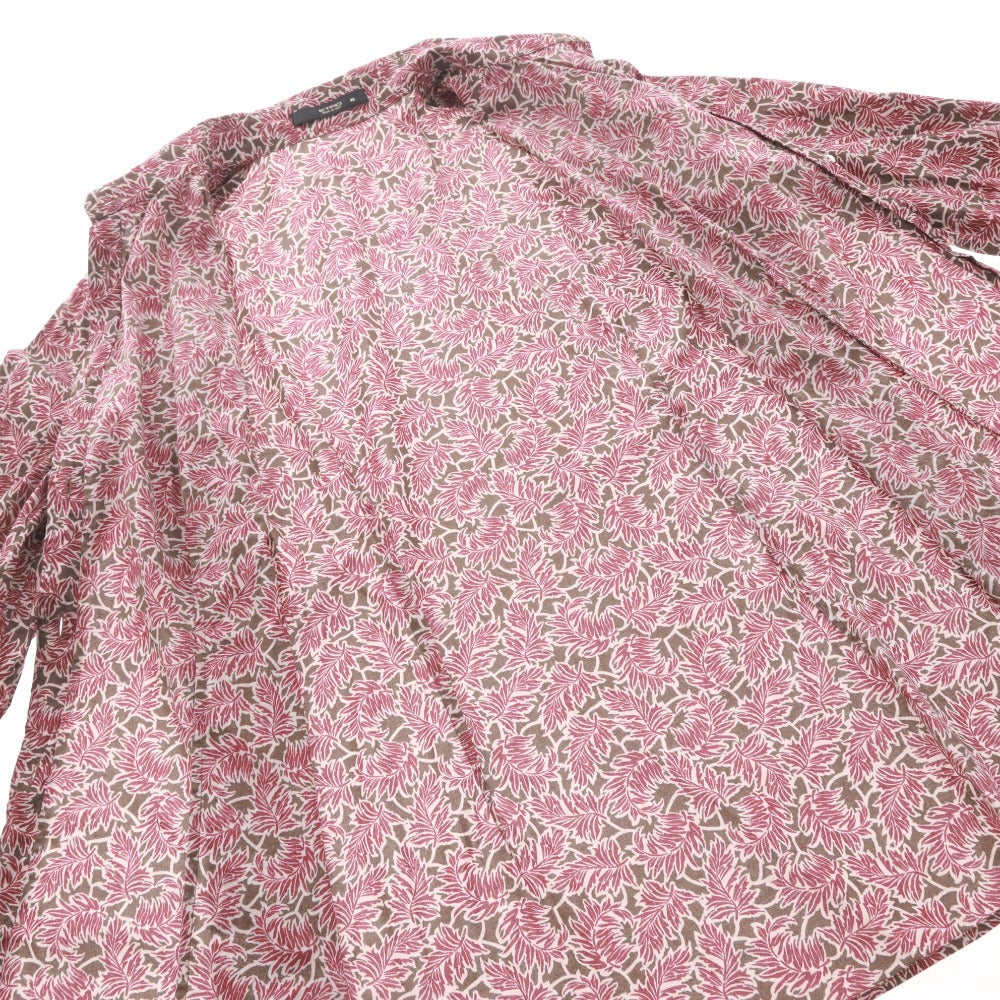 Etro shirt, all-over botanical leaf print, men's size 46 (equivalent to M), purple and burgundy.