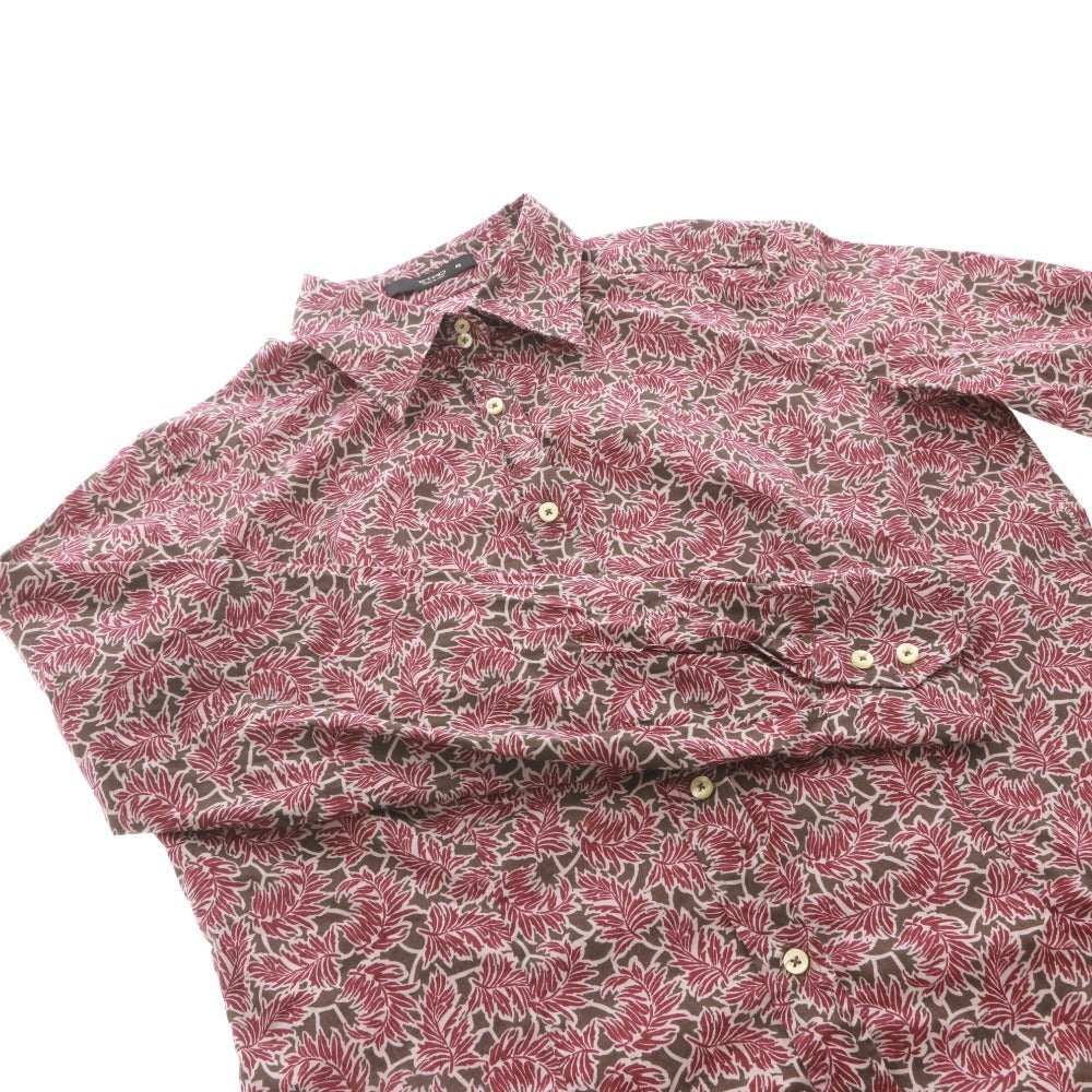 Etro shirt, all-over botanical leaf print, men's size 46 (equivalent to M), purple and burgundy.