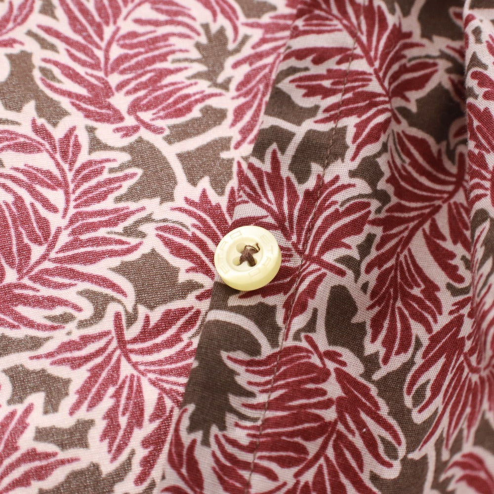 Etro shirt, all-over botanical leaf print, men's size 46 (equivalent to M), purple and burgundy.