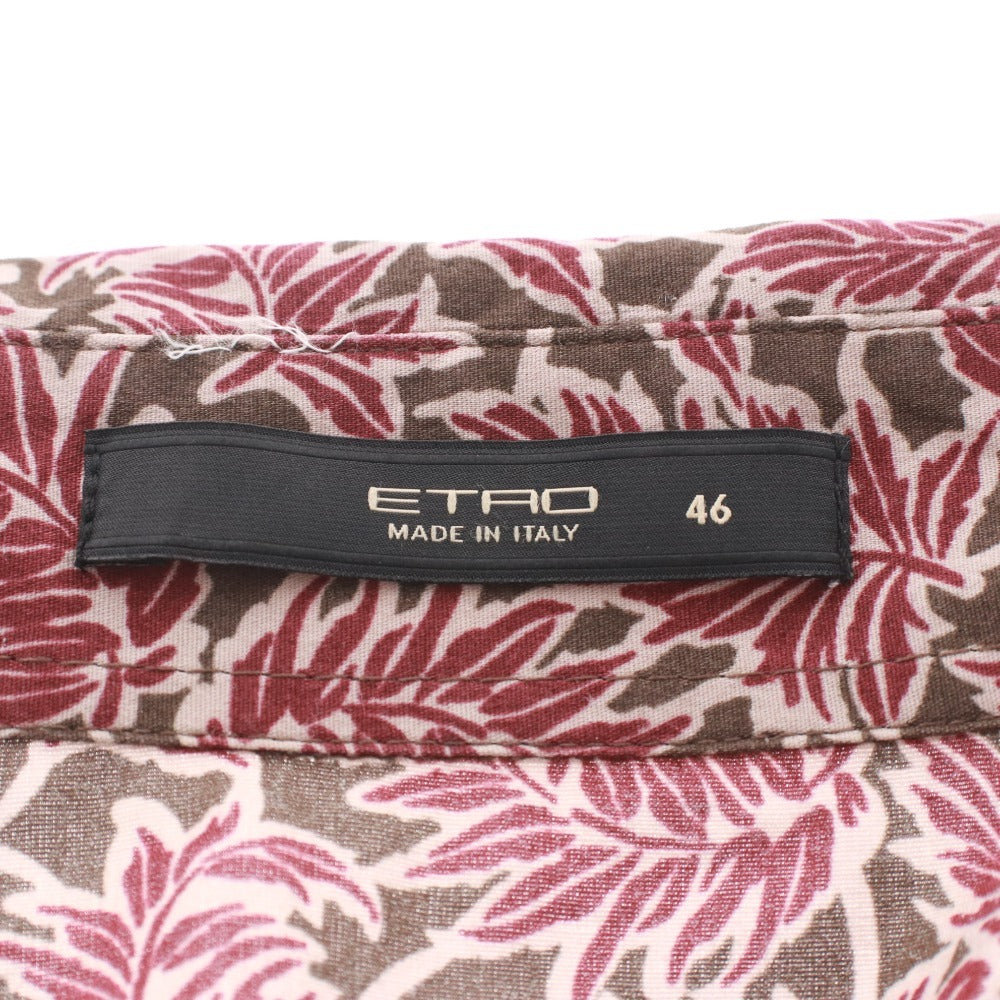Etro shirt, all-over botanical leaf print, men's size 46 (equivalent to M), purple and burgundy.