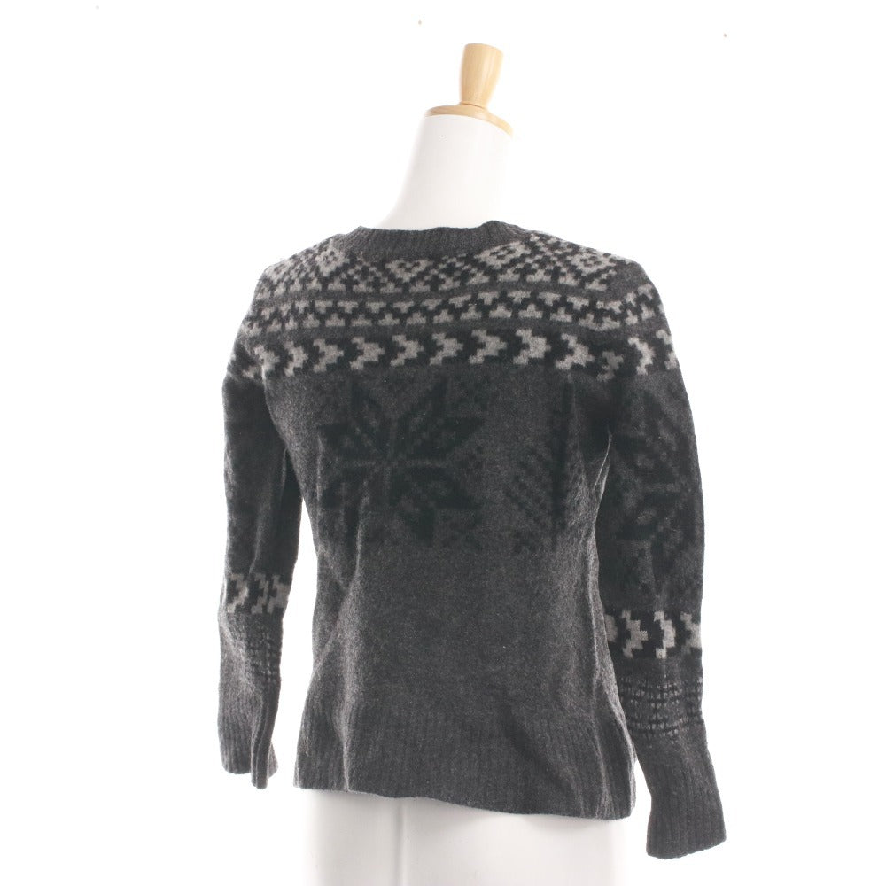 ■ YOSHIE INABA Women's Cashmere Nordic Knit Long Sleeve Sweater, Made in Japan, Size F, Gray