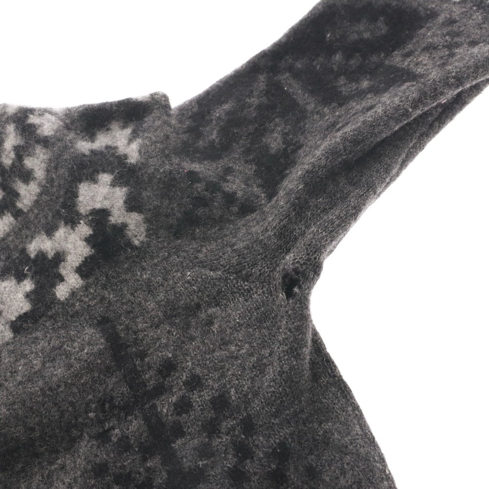 ■ YOSHIE INABA Women's Cashmere Nordic Knit Long Sleeve Sweater, Made in Japan, Size F, Gray