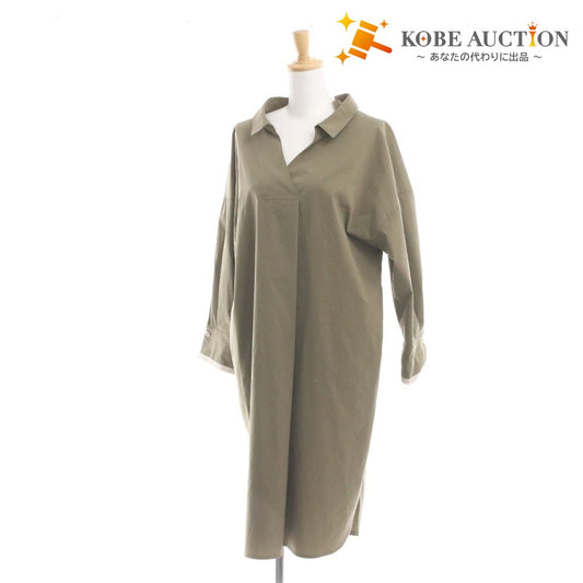 ■ ネミカ NEMIKA チュニック 長袖 トップス レリアン シャツ タック ワンピース 日本製 レディース 11（L相当） カーキ 未使用