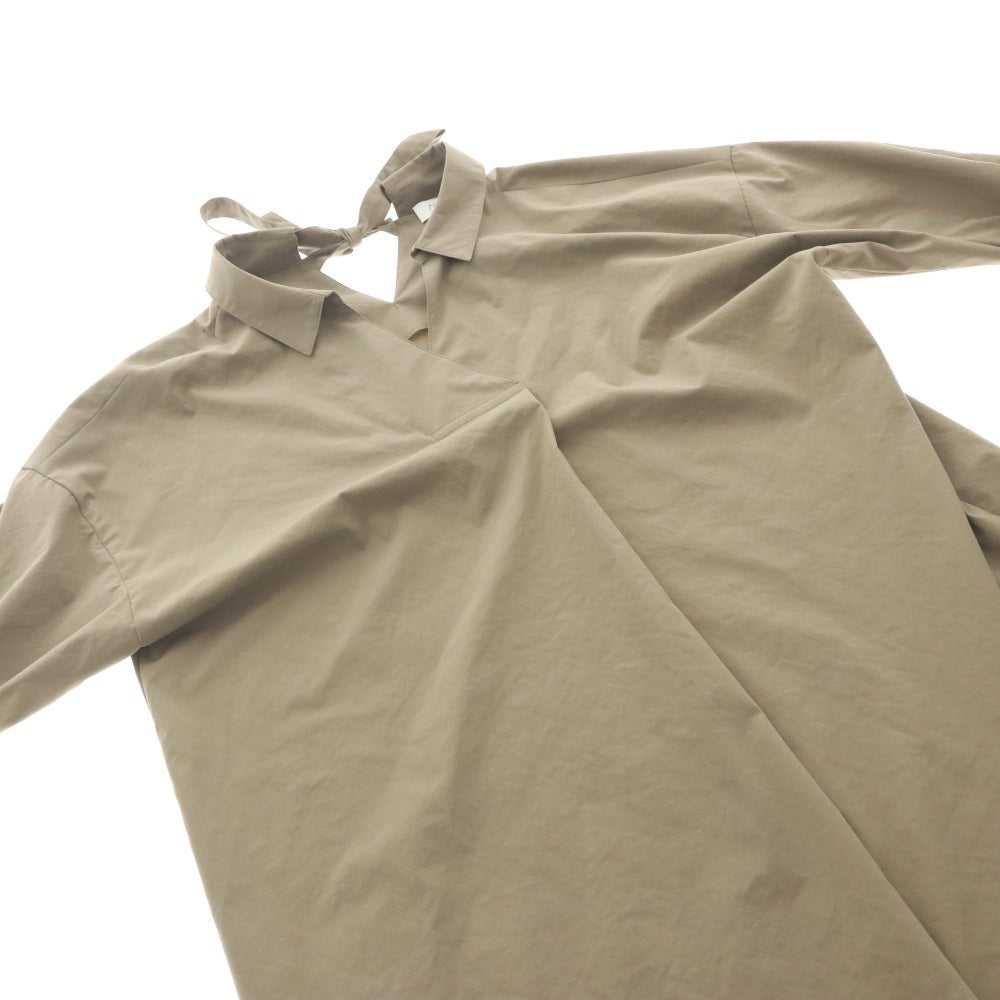 ■ ネミカ NEMIKA チュニック 長袖 トップス レリアン シャツ タック ワンピース 日本製 レディース 11（L相当） カーキ 未使用
