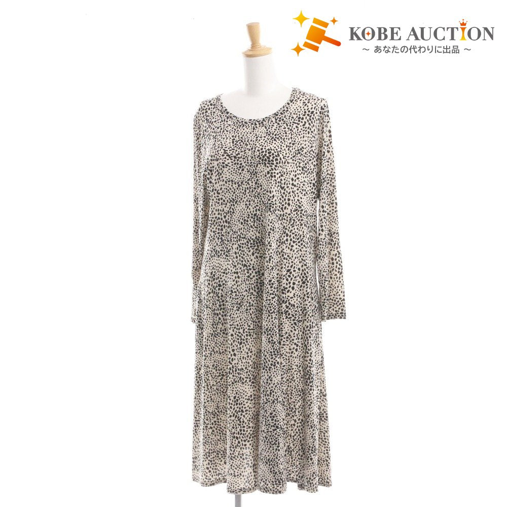 ■ D'azur long dress, long sleeves, top and bottoms, all-over Kodama Dalmatian print, women's, size L, unused
