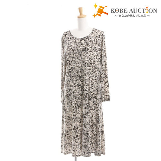 ■ D'azur long dress, long sleeves, top and bottoms, all-over Kodama Dalmatian print, women's, size L, unused