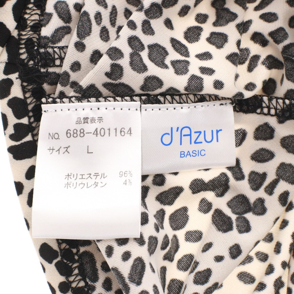 ■ D'azur long dress, long sleeves, top and bottoms, all-over Kodama Dalmatian print, women's, size L, unused