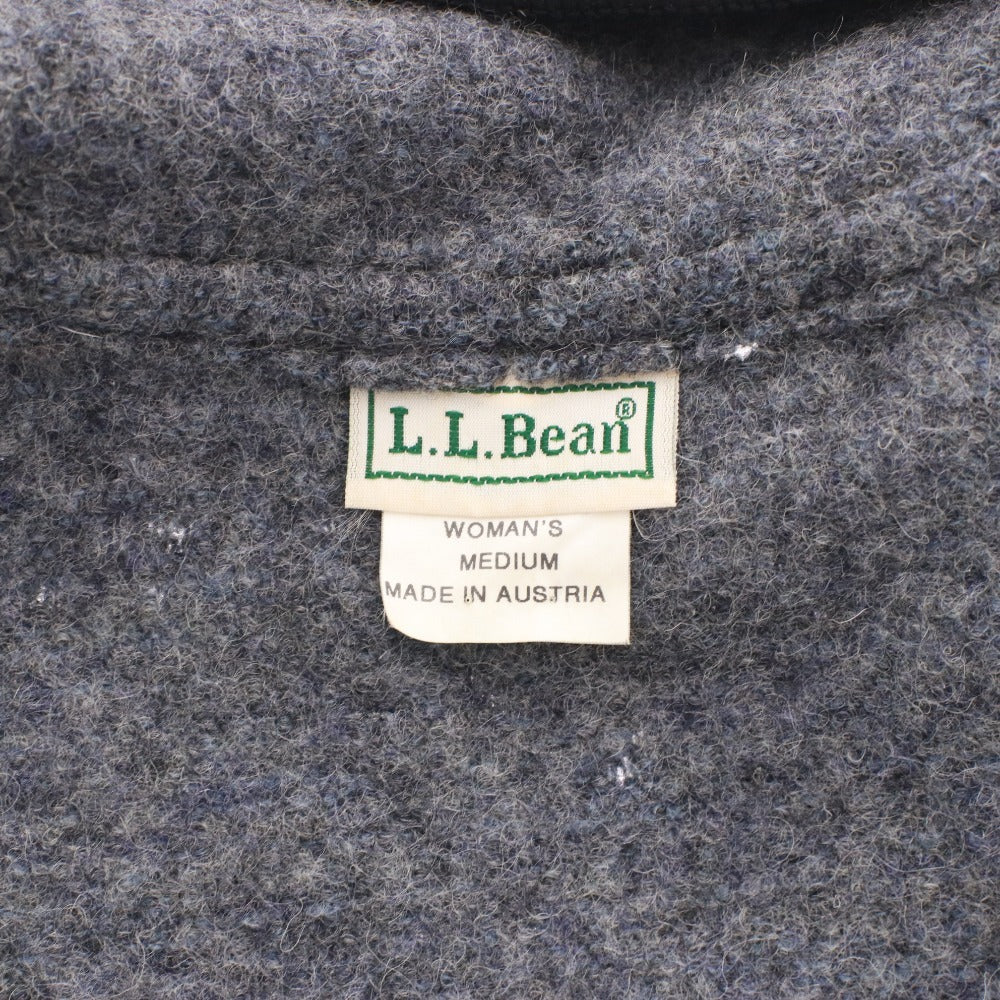 LLBean Long Pure New Wool Coat with Hood, Piping, Embroidered Buttons, Women's, Gray, Size M