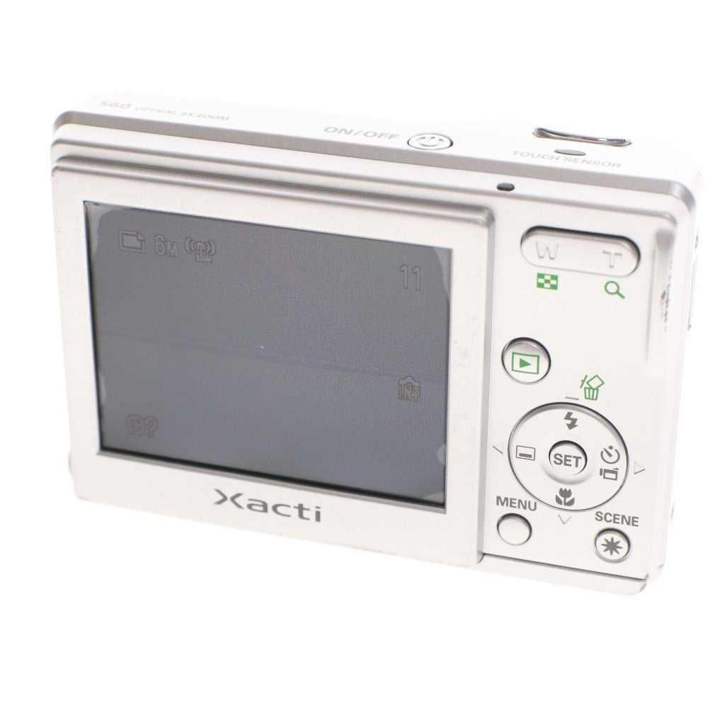 Sanyo Xacti DSC-S60 Compact Digital Camera, 35-105mm, 1:2.8-4.9 Zoom, Silver, Powered on and Tested