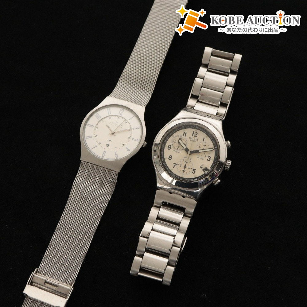 ■ Swatch &amp; Skagen Irony Watch Set (2-Piece Set) - Quartz Movement, Men's, Silver, 233XLSS