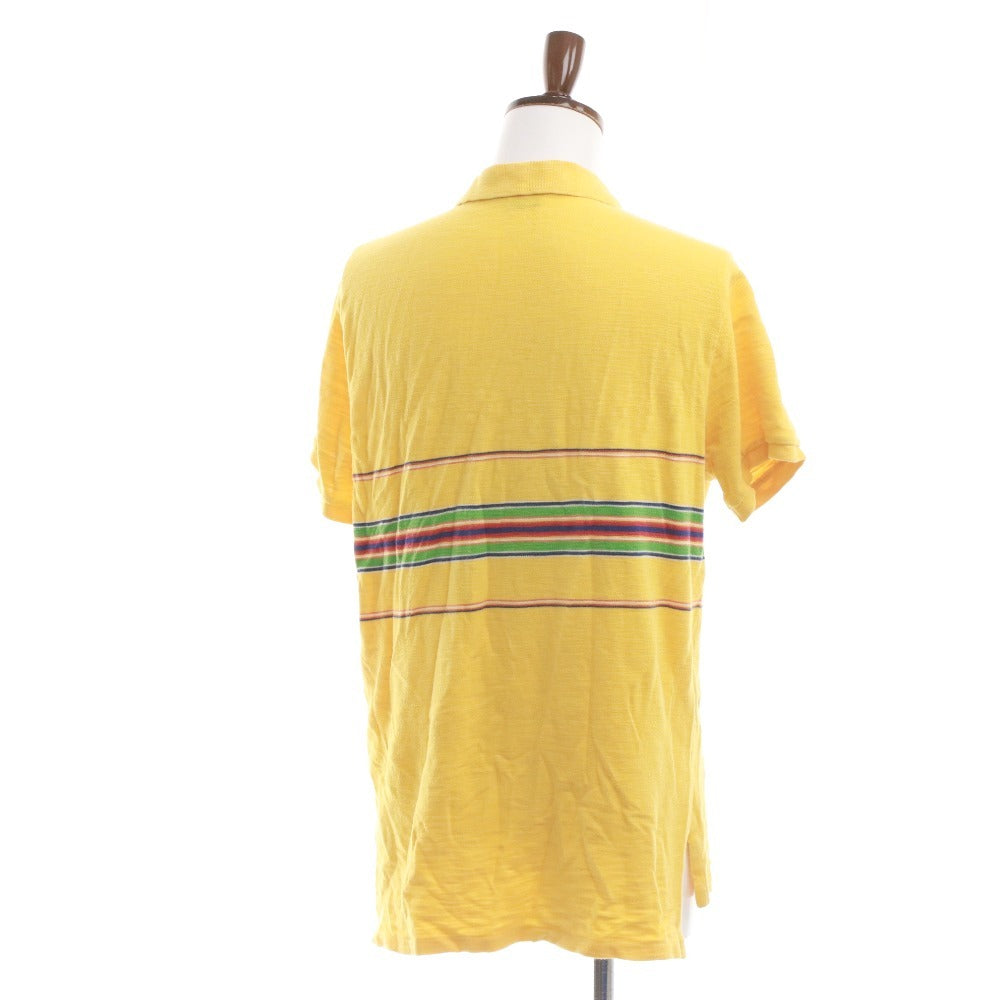 ■ POLO RALPH LAUREN Ralph Lauren polo shirt, short sleeves, top, lined, neck button, men's, XL, orange, yellow