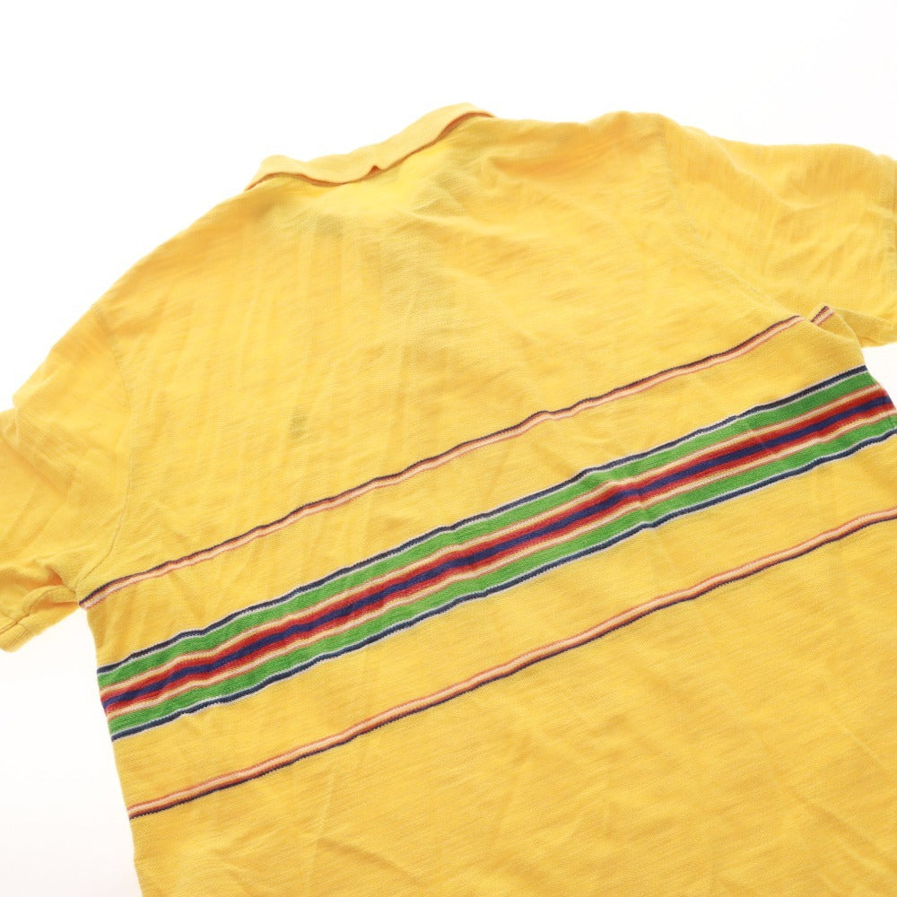 ■ POLO RALPH LAUREN Ralph Lauren polo shirt, short sleeves, top, lined, neck button, men's, XL, orange, yellow