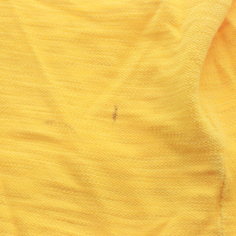 ■ POLO RALPH LAUREN Ralph Lauren polo shirt, short sleeves, top, lined, neck button, men's, XL, orange, yellow