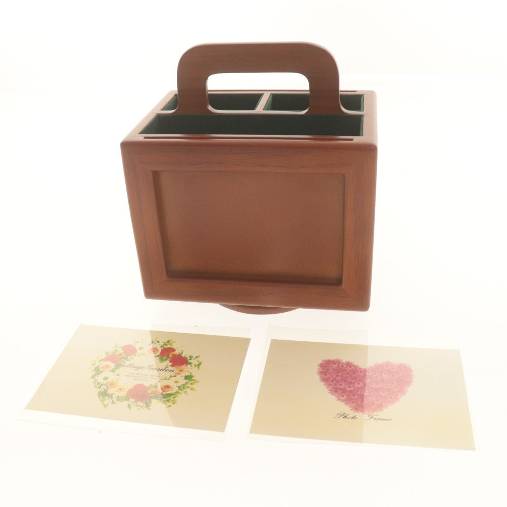 ■ フォトフレーム W-1281 箱型 ボックス コテージガーデン スタンド付き 木製 置 写真 花 ペン入れ 箱付き 未使用