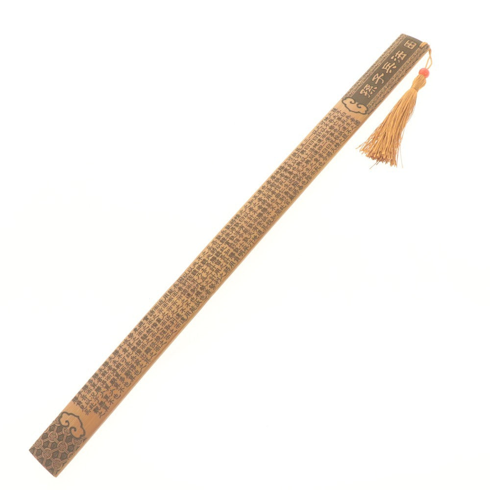 ■ 中国工芸 ミニ屏風 戒尺 2点セット まとめ売り ガラス張り 馬 鳥 花柄 定規46cm 孫子兵法 付属品付き