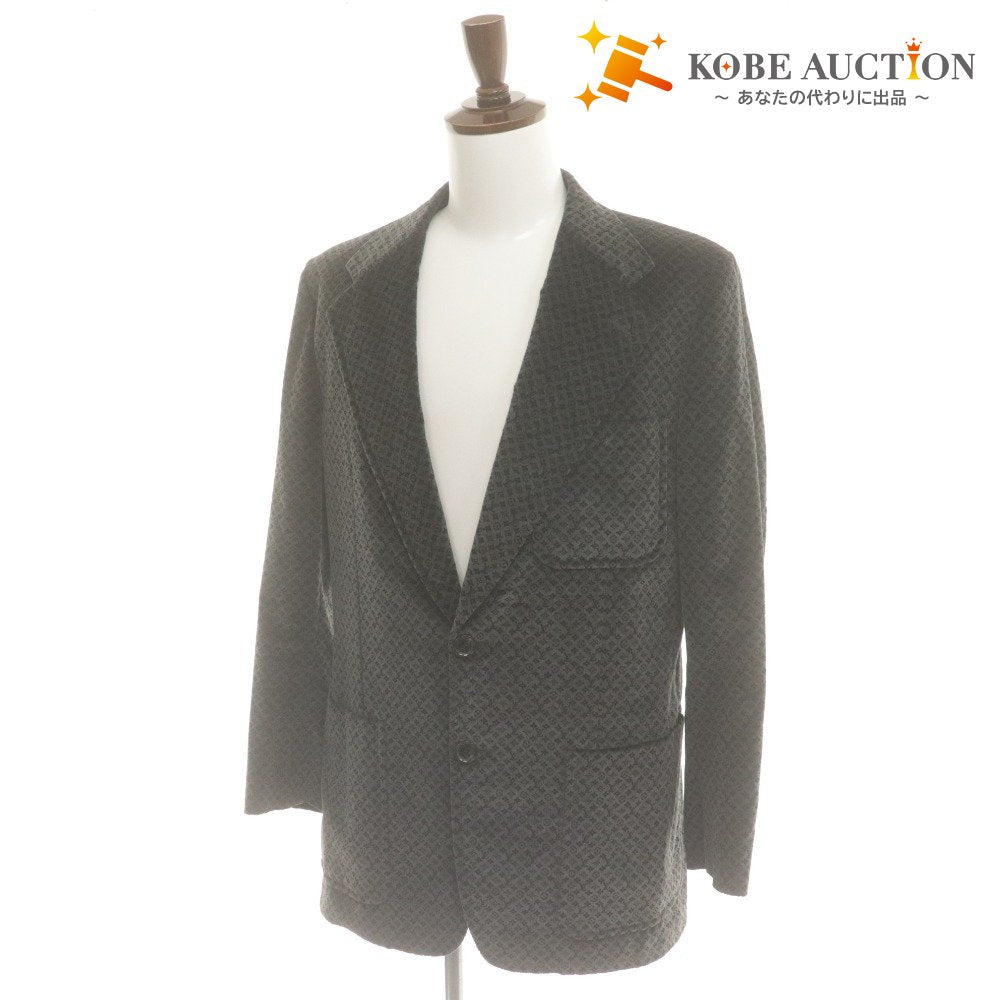 ■ ルイヴィトン テーラード ジャケット モノグラム 総柄 メンズ 52 (XXL相当) グレー 付属品付き