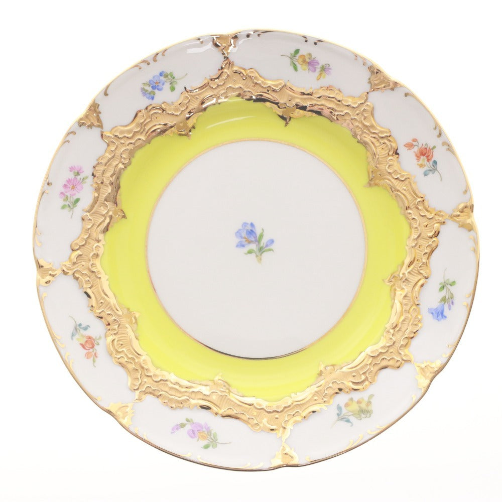 ■ Meissen マイセン プレート Bフォーム 金彩 花柄 一級品 ホワイト ゴールド 箱付き