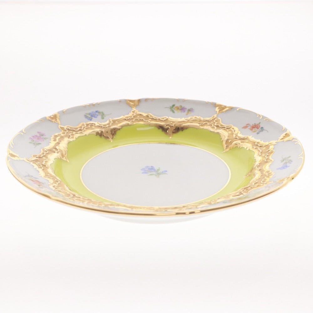 ■ Meissen マイセン プレート Bフォーム 金彩 花柄 一級品 ホワイト ゴールド 箱付き